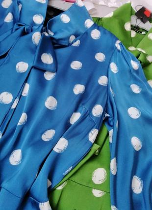 Легка літня шовкова сукня в горох пишний рука волани два кольори розміри 48 50 52 54 566 фото