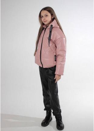 Демисезонная куртка для девочек, "ромб", от 134см до 158см7 фото
