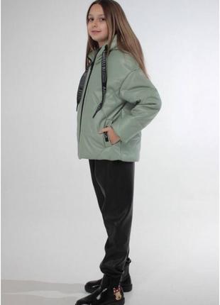 Демисезонная куртка для девочек, "ромб", от 134см до 158см6 фото