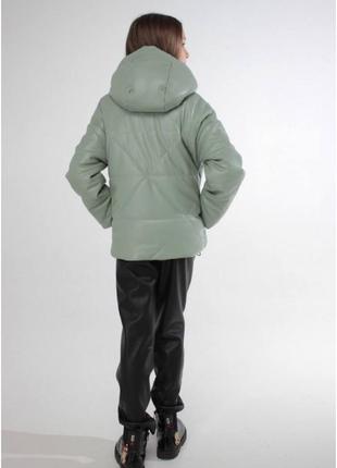 Демисезонная куртка для девочек, "ромб", от 134см до 158см5 фото