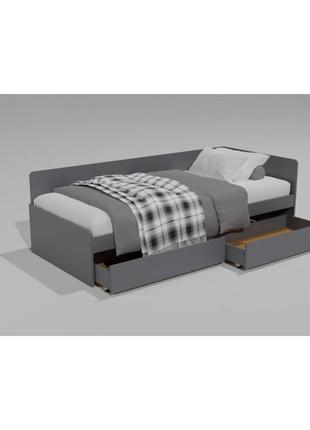 Односпальне ліжко з ящиками еверест соната-800 80х190 см графіт (dtm-5578)