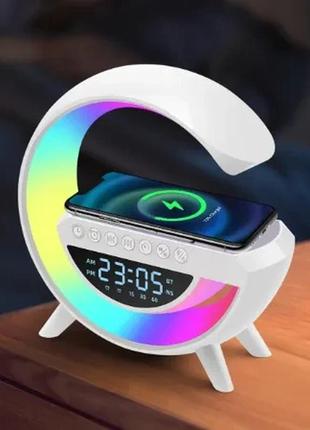 Ночник лампа настольные лампа ночник 5 в 1 с беспроводной зарядкой часами будильников...