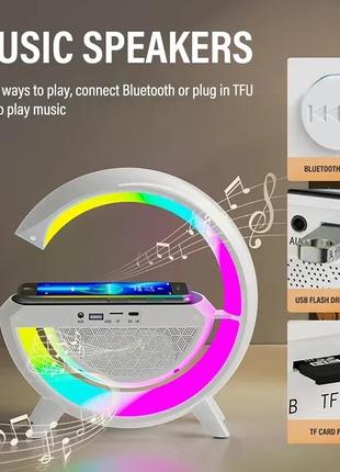 Ночник лампа настольные лампа ночник 5 в 1 с беспроводной зарядкой часами будильников...