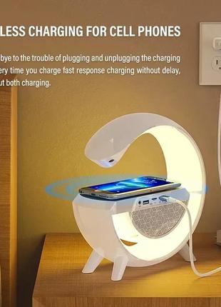 Ночник лампа настольные лампа ночник 5 в 1 с беспроводной зарядкой часами будильников...