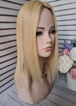 Накладка топпер макушка полупарик 100% натуральный волос и имитацией кожи головы.