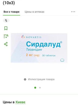 Сирдалуд (тизанідин) 2 мг 30 таблеток