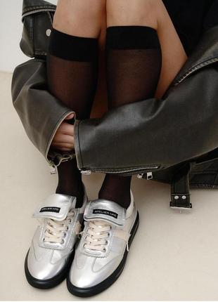 Кеди leo срібні atelier 5 шкіряні