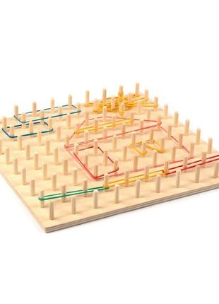 Математичний дерев’яний планшет 10х10 (геоборд), komarovtoys а 3742 фото