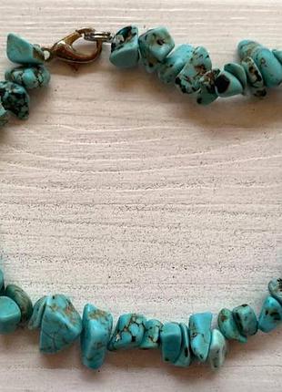 Браслет, браслет с камнями, браслет голубой, браслет ручной работы