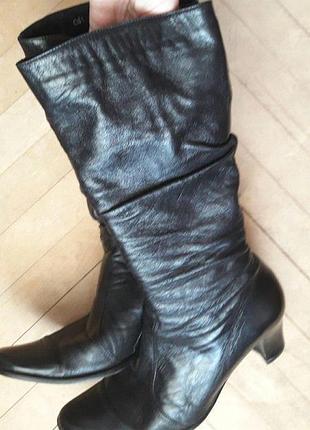 Черные кожаные демисезонные сапоги, сапожки, обувь на замке