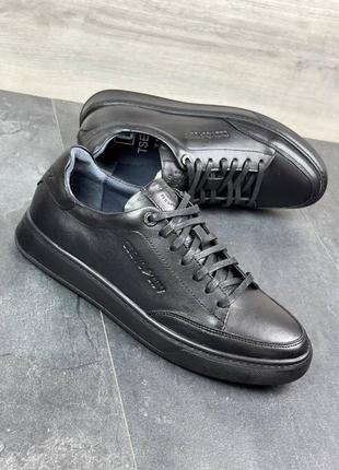 Мужские кожаные полуботинки туфли