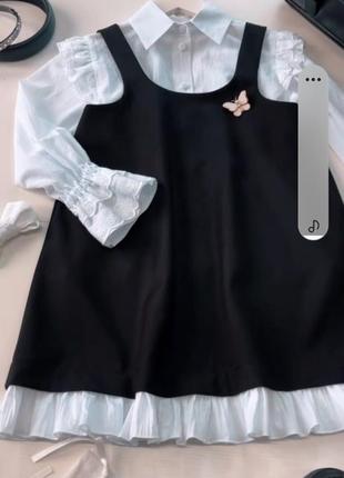 Чорний сарафан для дівчинки шкільний для школи з рюшами