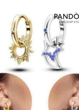 Серьги серебро silver_pandora билор оригинальные асимметрия
