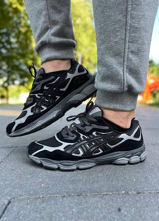 Asics gel nyk black silver, кроссовки мужские ассикс, кроссовки мужское демисезонное ассикс