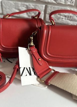 Красная сумка кроссбоди новая коллекция zara