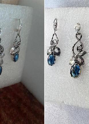 Природні кіаніти - срібний комплект-трійка7 фото