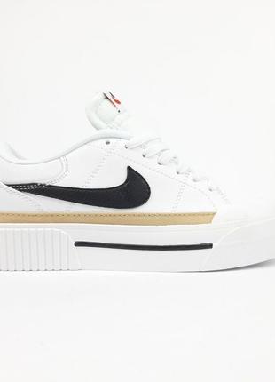 Женские кожаные кроссовки nike court legacy white black найк коурт гастые