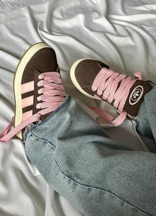 Adidas campus brown pink женские кроссовки адидас кампус замша8 фото
