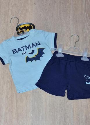 Костюм batman 0-3 мес. 62 бетмен disney костюмчик набор комплект на мальчика малыша подарок шорты футболка шортики летний классный крутой