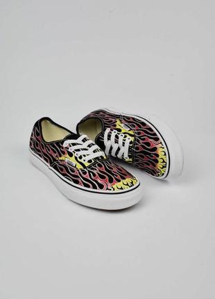 Vans authentic flame ванси низькі кеди принт вогонь 38