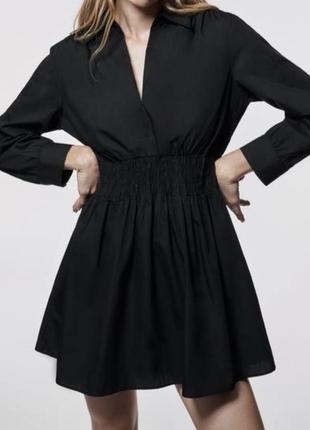 Сукня сорочка з v. вирізом 100% бавовна  з рукавами zara