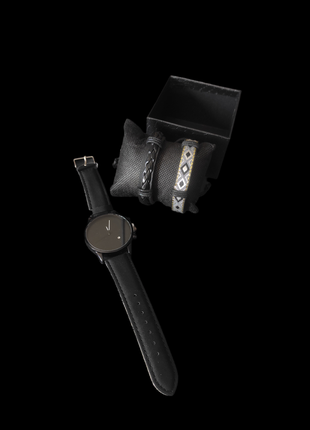 Стильные часы geneva черный + 2 браслета