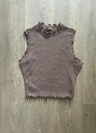 Shein xs s кроп топ кроптоп коричневий коричневый кофейный майка