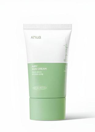 Легкий минеральный солнцезащитный крем anua airy sun сream spf50+ pa++++