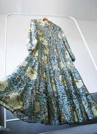 Шифоновое широкое платье макси с принтом william morris &amp; co. x h&amp;m4 фото