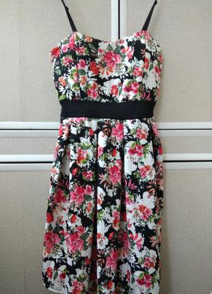 Сарафан-бюстье  принт цветы