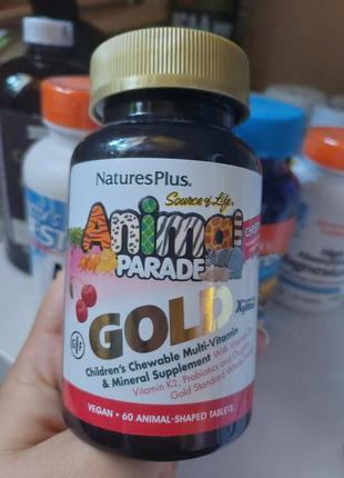 Мультивітаміни для дітей nature's plus animal parade gold 60 жувальних таблеток зі смаком вишні