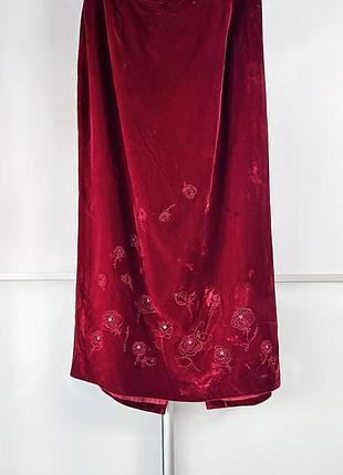 Вінтажна оксамитова спідниця-міді з вишивкою від бренду laura ashley dress, р. 16