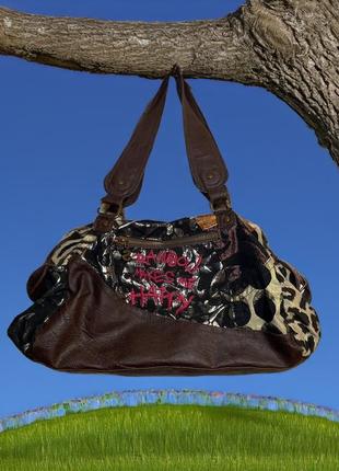 Vintage y2k desigual leather bag leopard print1 фото