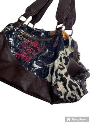 Vintage y2k desigual leather bag leopard print3 фото