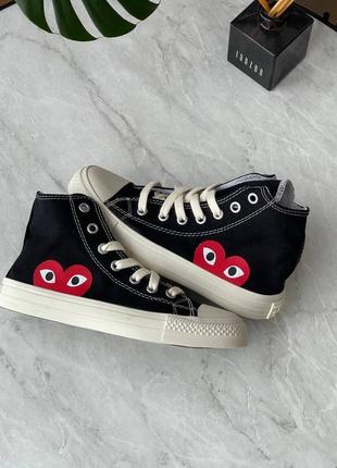 Жіночі кросівки comme des garçons play x converse high ‘black’