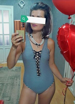 Купальник сдельный сплошной цельный слитный зебра черно белый