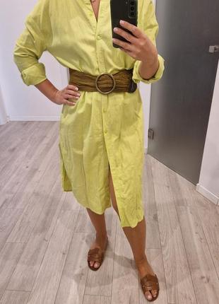 Сукня сорочка вільна zara лляна s/m