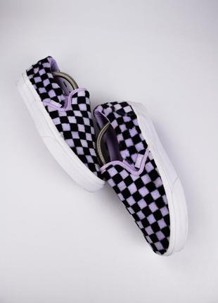 Vans slip-on fluffy вансы пушистые низкие слип-он в шашку3 фото