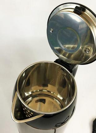 Електрочайник-термос металевий seabreeze sb-0201, стильний електричний чайник, безшумний чайник3 фото
