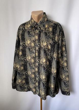 Lerros сорочка з довгим рукавом щільна вельвет чорна хакі з готичним візерунком мікровельвет бавовна