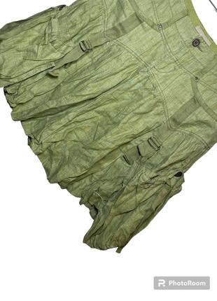 Vintage y2k cargo linen plated skirt4 фото