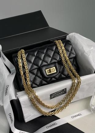 💎 chanel 1.55 reissue double flap leather bag black/gold