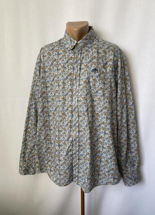 State of art голубая рубашка принт бабочки насекомые длинный рукав