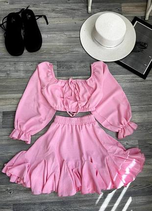 Костюм з юбкою жатка