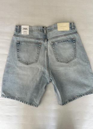 Шорты джинсовые свободного кроя zara голубой 8727 304 428 размер 424 фото