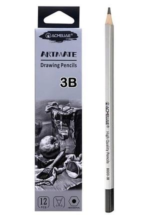 Олівці чорнографітні 3в artmate acmeliae 12шт