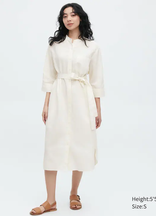 Сукня-сорочка з льоном з рукавом 3/4 uniqlo