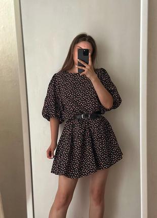 Котон/вискоза платье в цветы / цветочный принт