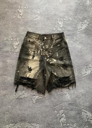 Rusted wide baggy distressed shorts streetwear y2k sk8 vintage archive punk gothic opium avant  merch affliction  new rock