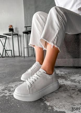 Белые женские кроссовки кеды из натуральной кожи кожаные кроссовки кеды